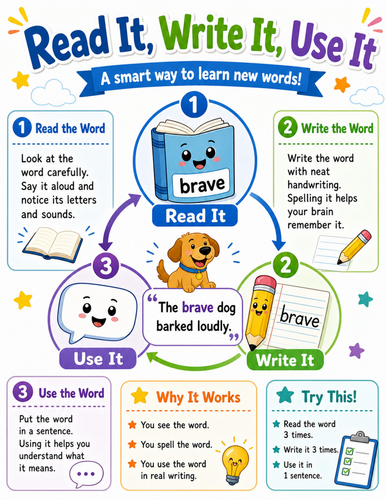 Read it, Write it, Use it I Elementary School Poster I Classroom Decor