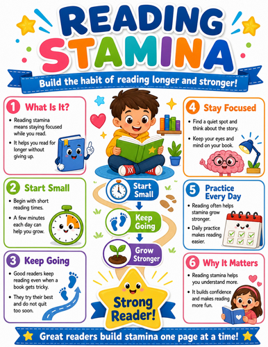 Reading Stamina I Elementary School Poster I Classroom Decor
