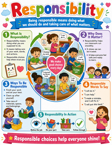 Responsibility I Elementary School Poster I Classroom Decor