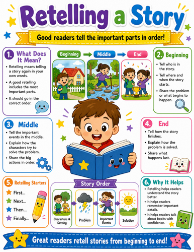 Retelling a Story I Elementary School Poster I Classroom Decor