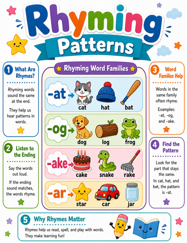 Rhyming Patterns I Elementary School Poster I Classroom Decor