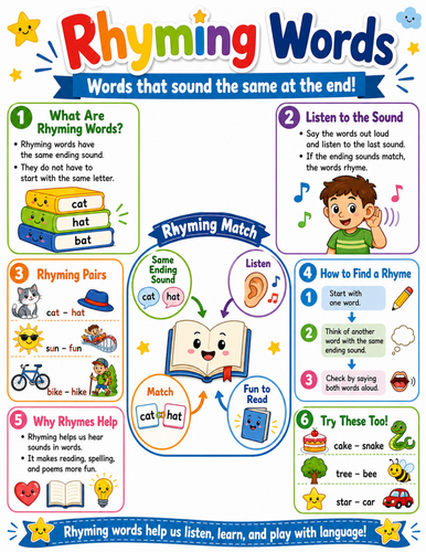 Rhyming Words I Elementary School Poster I Classroom Decor