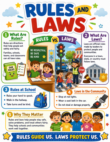 Rules and Laws I Elementary School Poster I Classroom Decor
