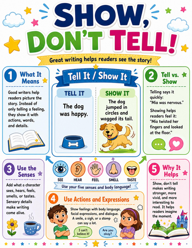 Show, Don’t Tell I Elementary School Poster I Classroom Decor