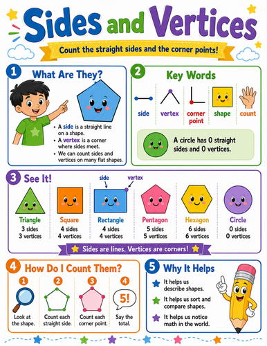 Sides and Vertices I Elementary School Poster I Classroom Decor