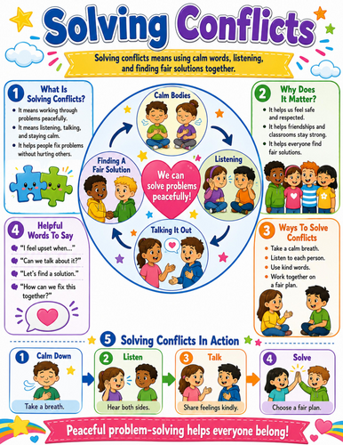 Solving Conflicts I Elementary School Poster I Classroom Decor