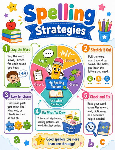 Spelling Strategies I Elementary School Poster I Classroom Decor