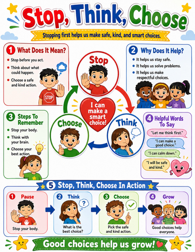 Stop, Think, Choose I Elementary School Poster I Classroom Decor