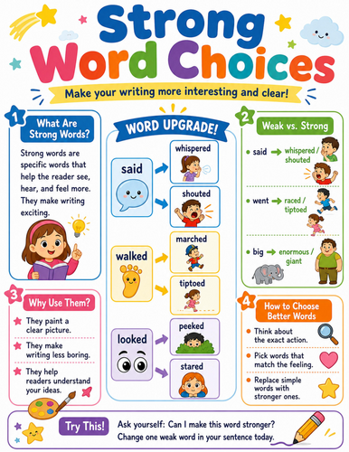 Strong Word Choices I Elementary School Poster I Classroom Decor