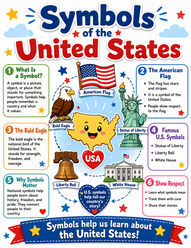 Symbols of the United States I Elementary School Poster I Classroom Decor