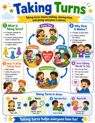 Taking Turns I Elementary School Poster I Classroom Decor