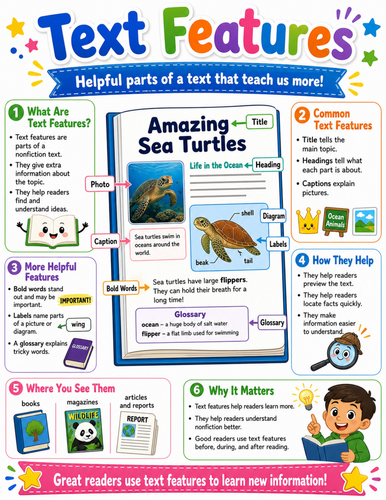 Text Features I Elementary School Poster I Classroom Decor