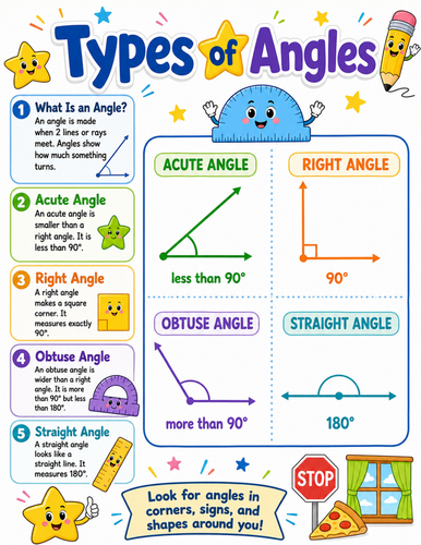 Types of Angles I Elementary School Poster I Classroom Decor