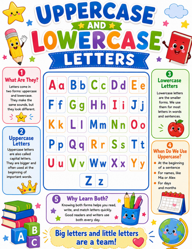 Uppercase and Lowercase Letters I Elementary School Poster I Classroom Decor