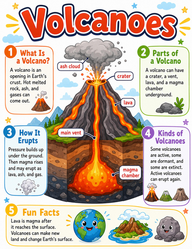 Volcanoes I Elementary School Poster I Classroom Decor