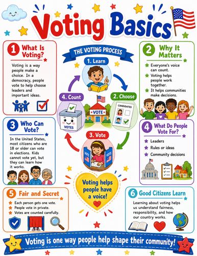 Voting Basics I Elementary School Poster I Classroom Decor