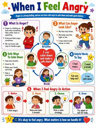 When I Feel Angry I Elementary School Poster I Classroom Decor
