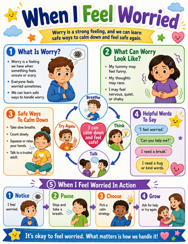 When I Feel Worried I Elementary School Poster I Classroom Decor