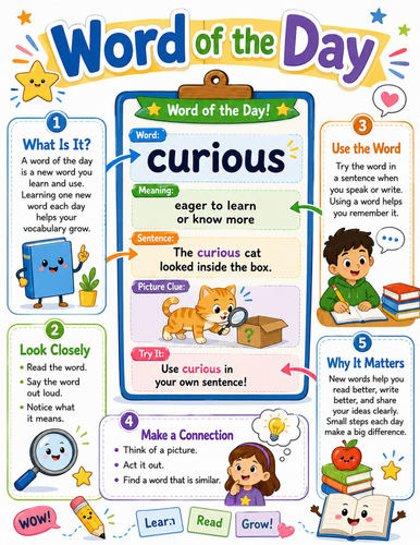 Word of the Day I Elementary School Poster I Classroom Decor