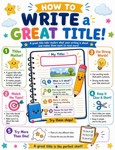 Write a Great Title I Elementary School Poster I Classroom Decor