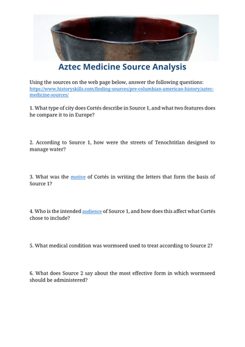Aztec Medicine Source Analysis Worksheet