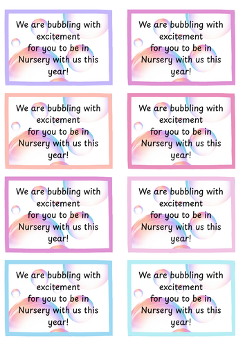 Nursery first day bubbles gift tag