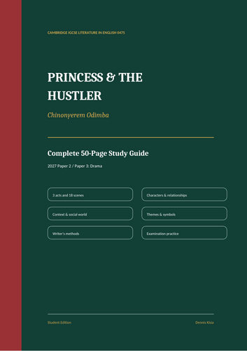 complete 50-page study guide to Chinonyerem Odimba’s Princess & The Hustler