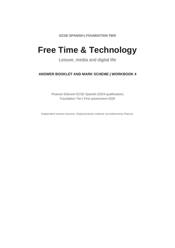 GCSE Spanish Pearson Foundation Reading + Vocabulary Workbook - Free time and Technology