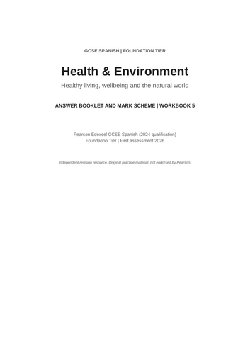 GCSE Spanish Pearson Foundation Reading and Vocabulary Workbook - Health and Environment
