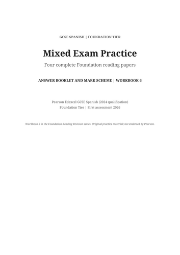 GCSE Spanish Pearson Foundation Reading and Vocabulary Workbook - Mixed Exam Practice