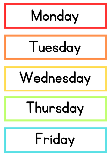 Drawer labels (Days of the week)