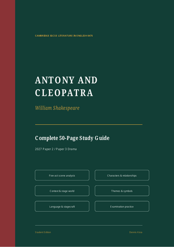 Complete 50-page study guide to William Shakespeare’s Antony and Cleopatra