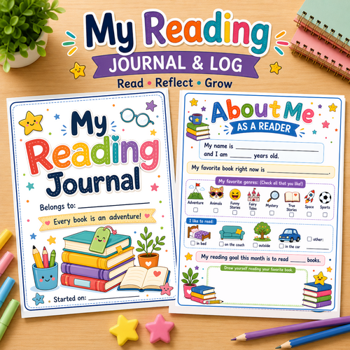 Reading Journal 2026 | Kids Reading Challenge Journal | Book Club Review | Reading Log