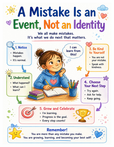 A Mistake Is an Event, Not an Identity I Educational Poster I Classroom Decor