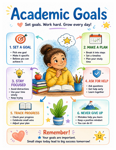 Academic Goals I Educational Poster I Classroom Decor