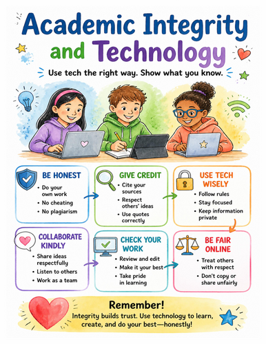 Academic Integrity and Technology I Educational Poster I Classroom Decor