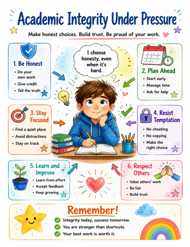 Academic Integrity Under Pressure I Educational Poster I Classroom Decor