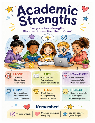Academic Strengths I Educational Poster I Classroom Decor