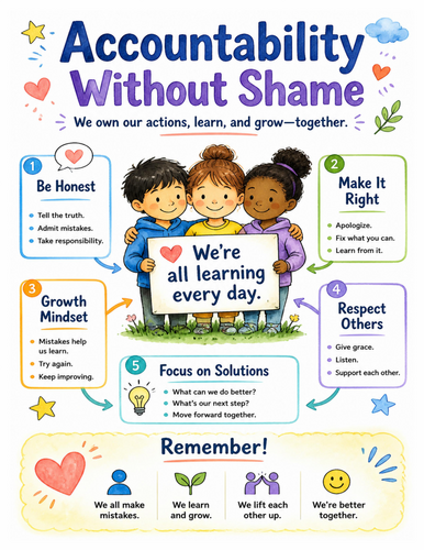 Accountability Without Shame I Educational Poster I Classroom Decor