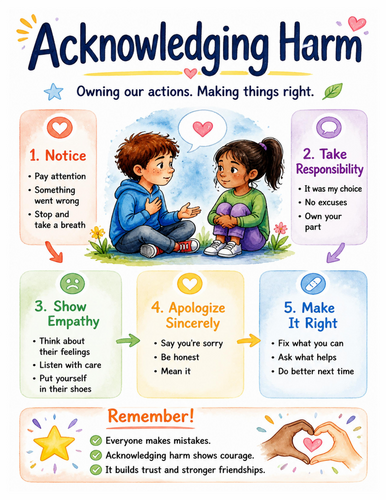 Acknowledging Harm I Educational Poster I Classroom Decor
