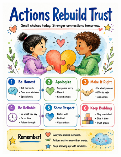 Actions Rebuild Trust I Educational Poster I Classroom Decor