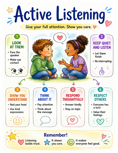 Active Listening I Educational Poster I Classroom Decor