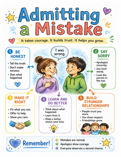 Admitting a Mistake I Educational Poster I Classroom Decor