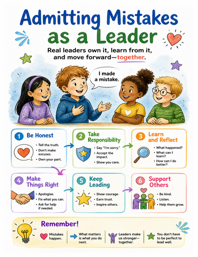 Admitting Mistakes as a Leader I Educational Poster I Classroom Decor