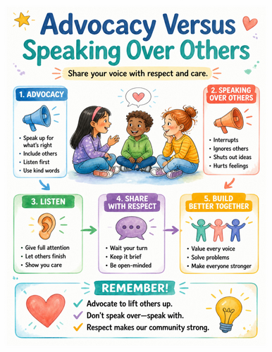 Advocacy Versus Speaking Over Others I Educational Poster I Classroom Decor