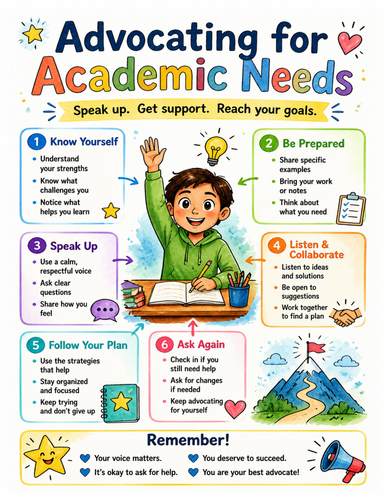 Advocating for Academic Needs I Educational Poster I Classroom Decor