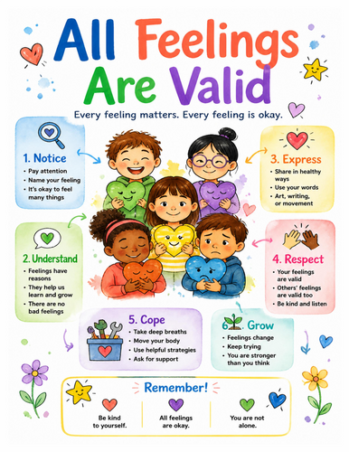 All Feelings Are Valid I Educational Poster I Classroom Decor