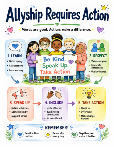 Allyship Requires Action I Educational Poster I Classroom Decor