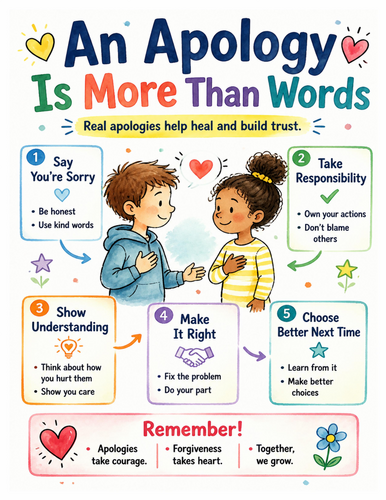 An Apology Is More Than Words I Educational Poster I Classroom Decor