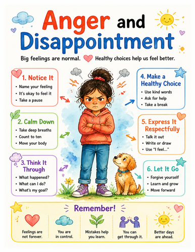 Anger and Disappointment I Educational Poster I Classroom Decor